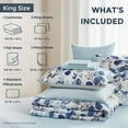 thumbnail image 5 of Regency Heights 9-Piece King Size Seersucker Comforter Set with Sheets, Texture Botanical Print Bed in a Bag, Blue Bedding Comforter Set with Sheet Set with Side Pocket, 5 of 8