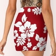 thumbnail image 4 of 2024 Hawaiian Pattern-Red Women's skirt Aesthetic skirts New Fashion Short Skirts Red Hawaiian Blue Hibiscus Floral Hawaii Tropical, 4 of 6
