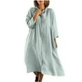 thumbnail image 2 of Dyegold Women Cotton And Linen Shirt Dress Button Down Casual Maxi Dresses Loose Flowy Swing Long Sleeve Vacation Long Dress, 2 of 5
