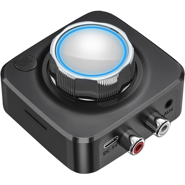 1 receptor Bluetooth 5.0 – Adaptador receptor de audio Bluetooth para sistema de sonido de transmisión de música, Cenawin Rojo Verde