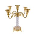 thumbnail image 3 of Candelabro de 5 brazos con forma cónica, elegante adorno de metal y vidrio. Oro, 3 of 9