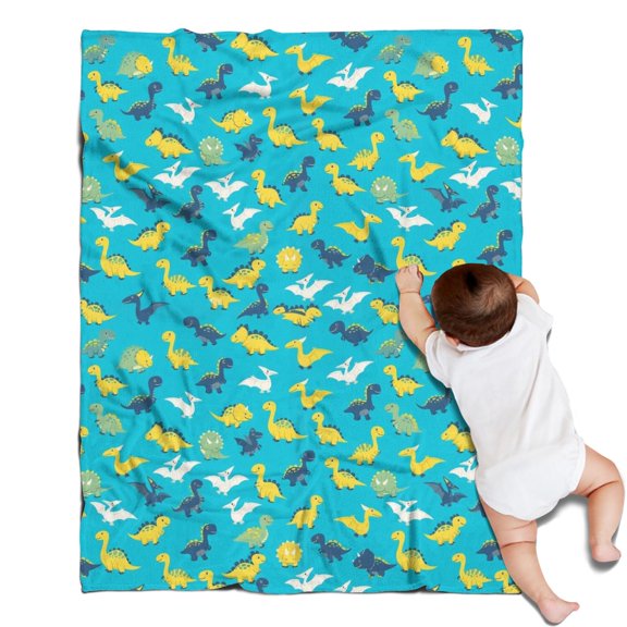 Blue Cartoon Dinosaurs Pattern Blanket,Comfortable Soft Lamb Wool Throw Blanket,All Season,Warm Lightweight Blankets for Sofa Bed Couch Living Room Chair,30"x40"