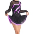 thumbnail image 3 of TiaoBug Kids Girls Long Sleeve Figure Ice Skating Dress Ballet Leotard Tutu Skirt Dancewear Purple 10, 3 of 7