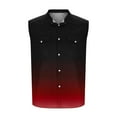 thumbnail image 5 of ZCFZJW Men's Sleeveless Tank Shirt Lightweight Tie Dye Gradient Color Printed Summer Quick Dry Button Down Stretch Shirt for Hiking Travel with Double Chest Pockets Wine XL, 5 of 5