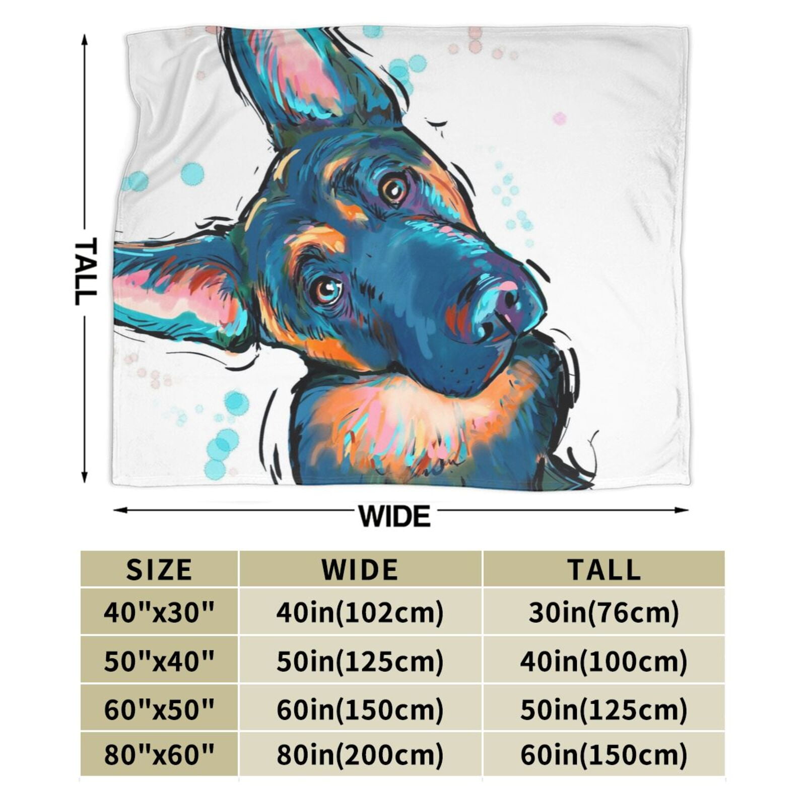Wijzvio German Shepherd Dog Throw Blanket Soft Fuzzy Fleece Blanket For Couch Bed Living Room Decoration 60"X50"