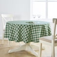 thumbnail image 2 of Solino Home Linen Round Tablecloth 60 Inch - 100% Pure Linen Green and Natural Tablecloth - Morgan Check, Machine Washable Table Cloth for New Year, 2 of 5