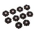 thumbnail image 4 of 10 piezas de botones planos de cristal con forma de flor de perlas y diamantes de imitación de 10 pétalos para joyería negro + perla, 4 of 9