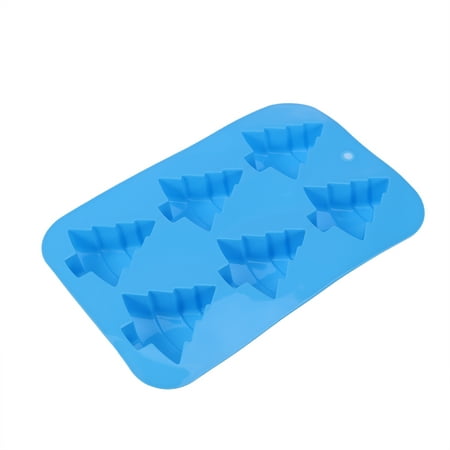 

6 Cavity Christmas Silicone Baking Cake Molds Christmas Tree Shape Cake Mold Tray Non-stick Heat-resistant Flexible Silicone Mold for DIY Desserts/ Chocolates/ Candies/ Cookies/ Jelly/ Fondant (Blue)