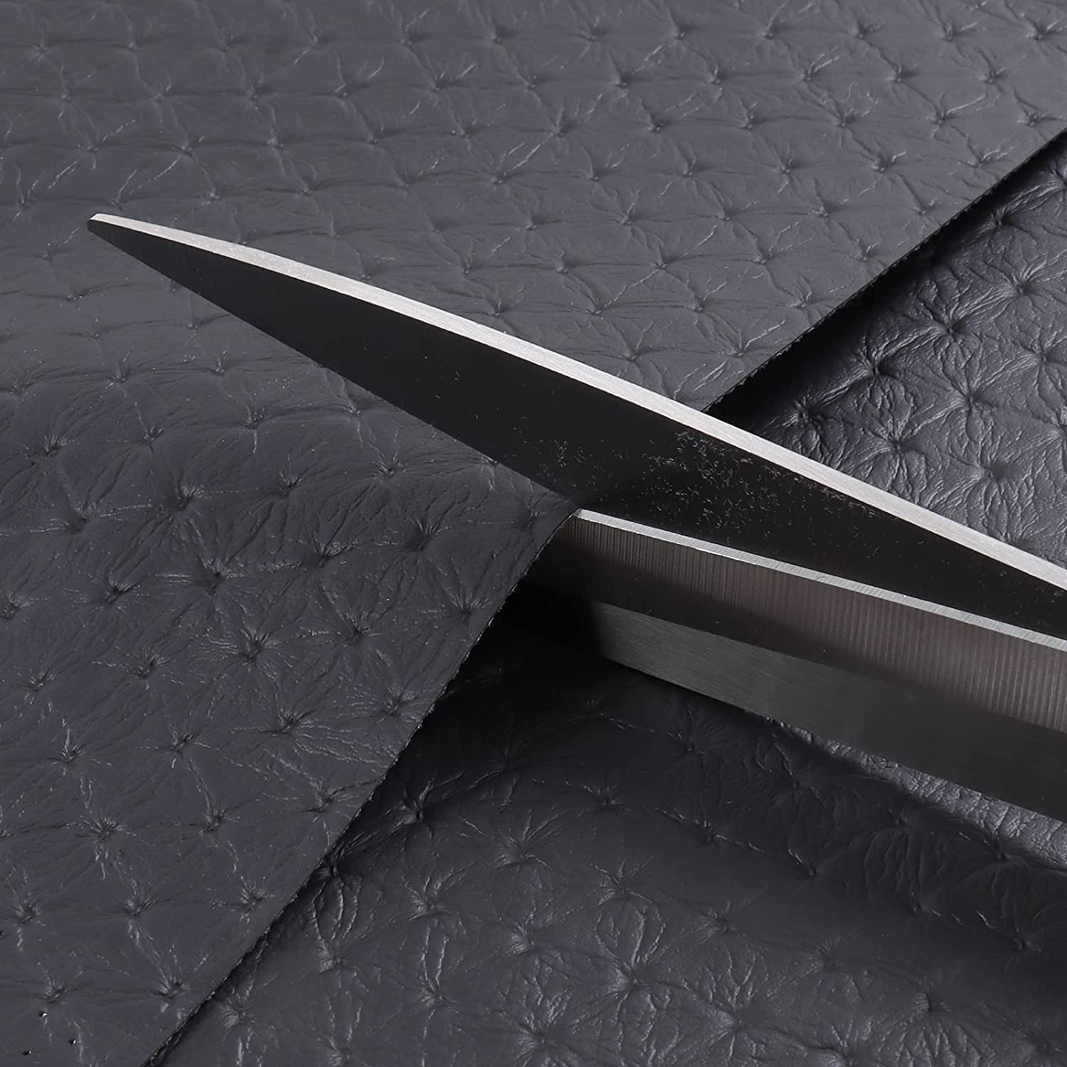 Black Faux Leather Sheet Vinyl Marine Upholstery Diamond Embossed Leather Fabric Soft&Waterproof for Sofa,Pillow,Seat,SUV,RV,DIY Project