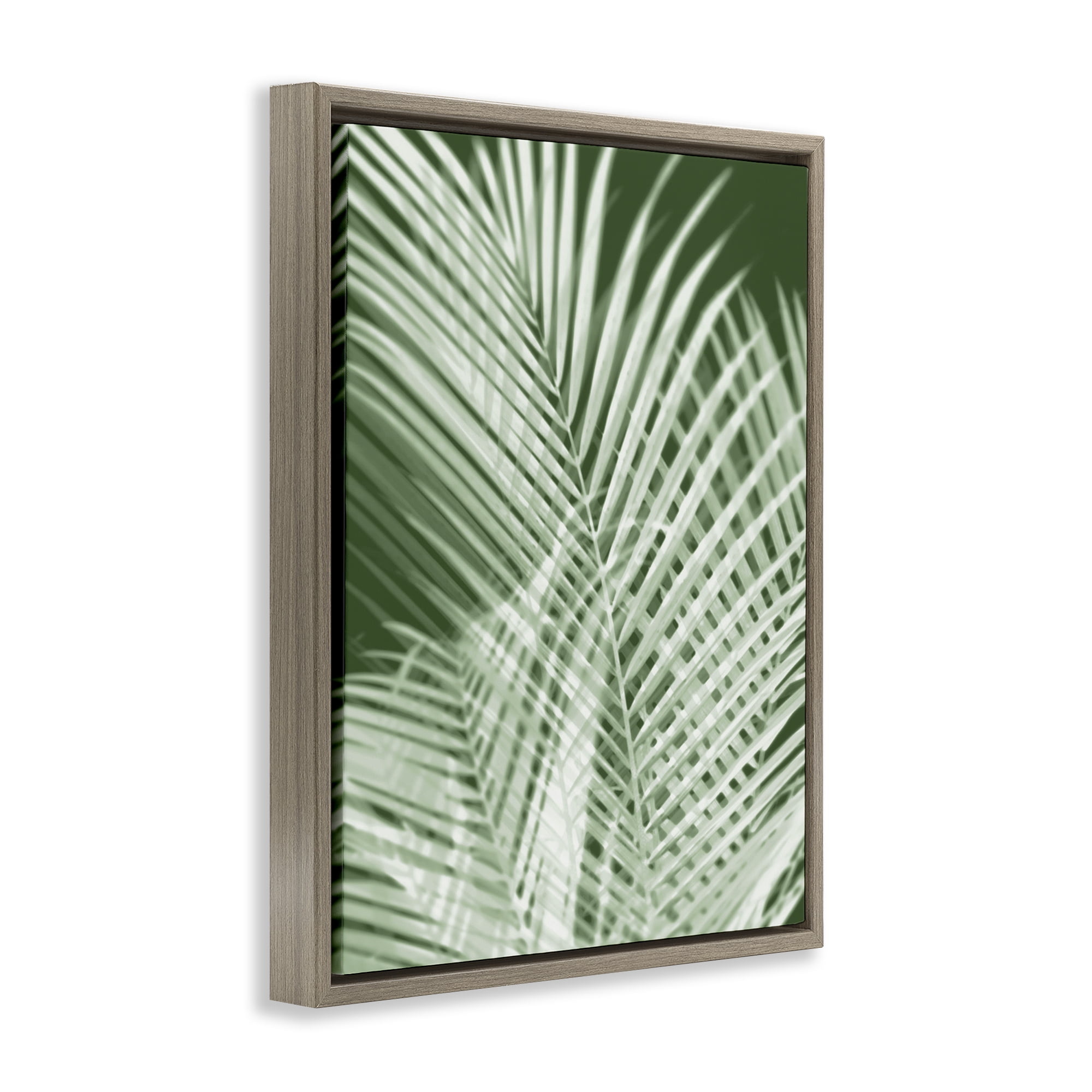 Stupell Industries Green Palm Leaves Botanical & Floral Painting Brown Floater Framed Art Print Wall Art, 25 x 31
