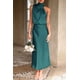 thumbnail image 2 of Vestido PRETTYGARDEN Satén Sin Mangas Cuello Simulado Maxi Verde Oscuro Talla L, 2 of 8