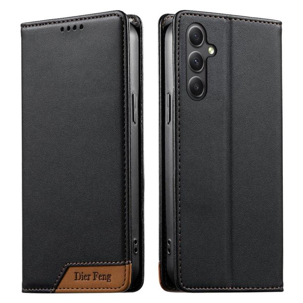 Funda Tipo Cartera de Cuero Sintético para Samsung Galaxy A34 5G Bloqueo RFID, con Ranuras para Tarjetas y Bolsillo para Efectivo, Cierre Magnético Fuerte Negro