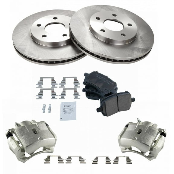 TRQ Front Brake Pad & Rotor Kit Brake Caliper Brake Pads Brake Rotor Ceramic Vented Fits Select 2006-2011 Chevrolet HHR