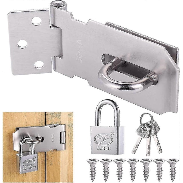 Staple Padlock Hasp With Padlock And Screw Heavy Duty Staple Padlock, Waterproof Door Lock