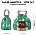 thumbnail image 5 of Green Christmas Tree Pattern Drawstring Lunch Bag Women - Drawstring Lunch Bag Insulated for Work Office - Stain-Resistant Large Lunchbags for Women with Multi-Pockets, 5 of 6
