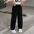 thumbnail image 5 of CPNG Boys Daily Fleece Lined Sweatpants Teen Boys Loose Wide Leg Sweat Pants Elastic High Waist Baggy Casual Joggers(Black,12-13 Years), 5 of 7