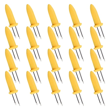 ACDANC 20 Pcs Corn Holders Stainless Steel Corn Cob Holders with Handles,Impale the Pins on the Holder to Each Side of Corn Cob's Ears