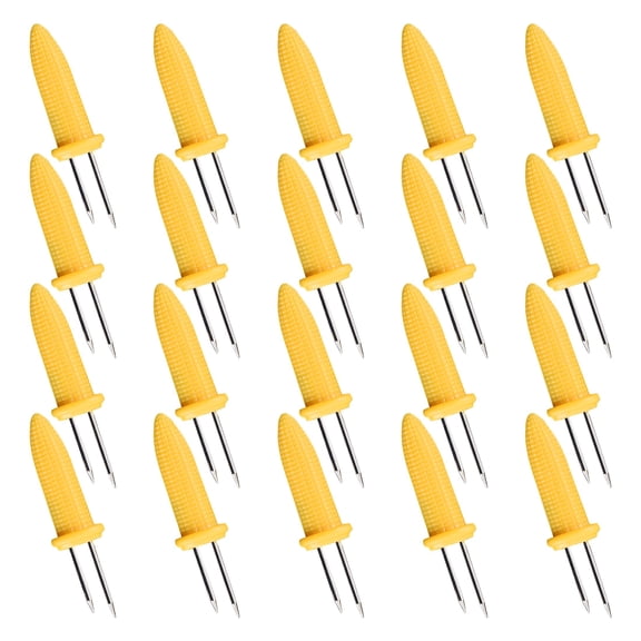 ACDANC 20 Pcs Corn Holders Stainless Steel Corn Cob Holders with Handles,Impale the Pins on the Holder to Each Side of Corn Cob's Ears