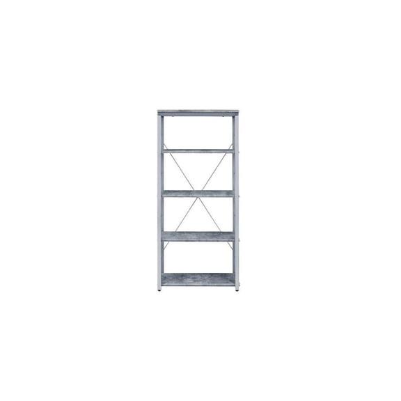 54" Gray and Silver Metal Four Tier Etagere Bookcase