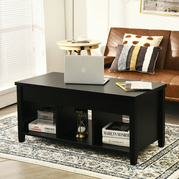 Costway Lift Top Coffee Table with Hidden Compartment, Black