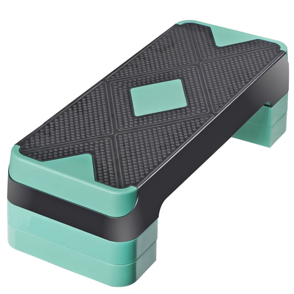 WDZS Aerobic Exercise Step, Adjustable Aerobic Stepper for Exercise, Workout Step Platform for Step Up, 27.3" Step Deck with 4” 6” 8” Adjustable Height Risers, Women Home Gym Cardio Fitness-Green