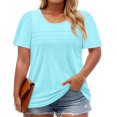 thumbnail image 5 of Solid Color Plus Size Women Short Sleeve Crew Neck Casual Pleated Tee Shirt, 5 of 6