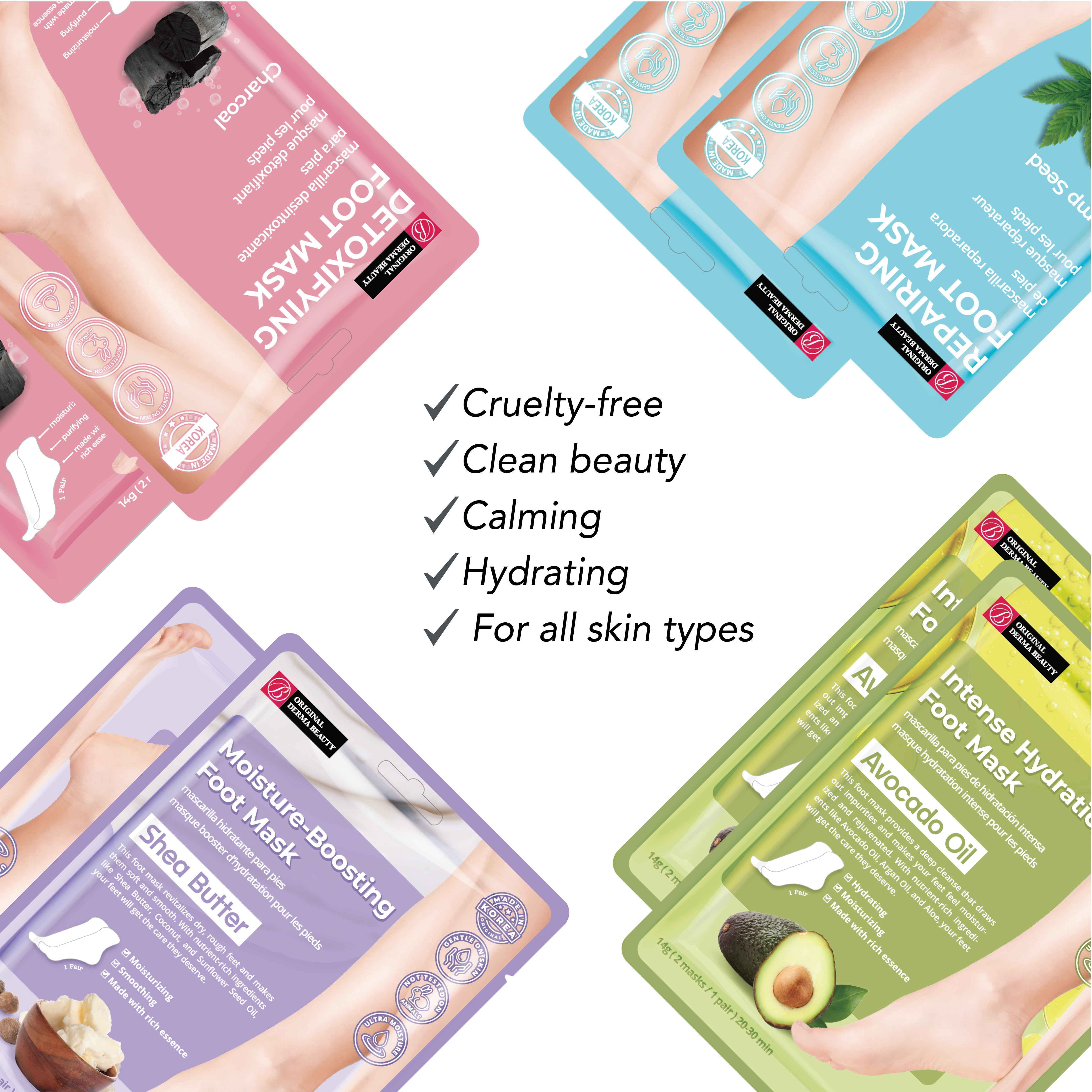 Original Derma Beauty 12 Pairs Detoxifying Charcoal Foot Mask