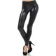thumbnail image 5 of Leggings sexy de piel sintética brillante para mujer - Pantalones de club, ajuste ceñido, 92 % poliéster, 8 % elastano, 5 of 5