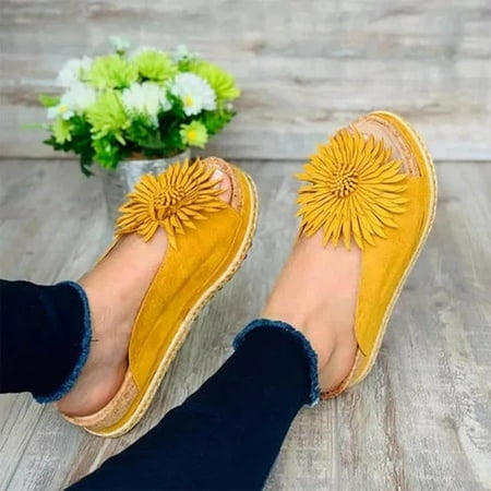 

BRISEZZS Platform Sandals for Women Casual Summer Slide Sandals #642 Yellow