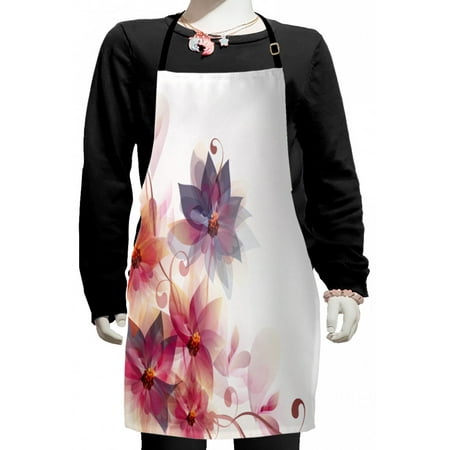 

Abstract Kids Apron Modern Floral Design with Burts and Leaves Detailed Romantic Image Boys Girls Apron Bib with Adjustable Ties for Cooking Baking Painting Pink Purple and Orange by Ambesonne