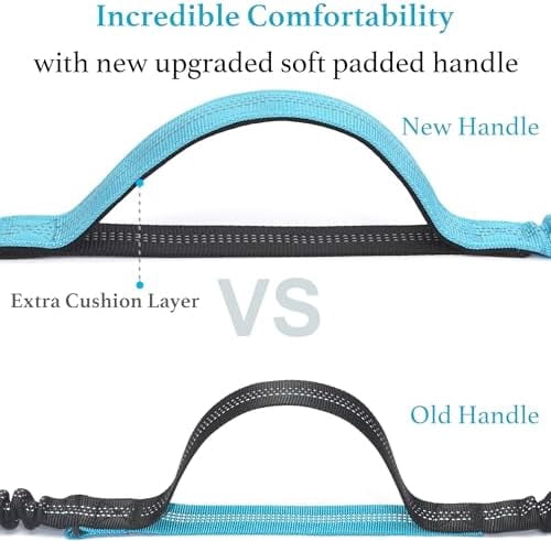 Retractable Hands Free Dog Leash - Dual Handle Bungee Waist Leash for Small, Medium and Large Dogs (Small, 8-25 lbs, Baby Blue)