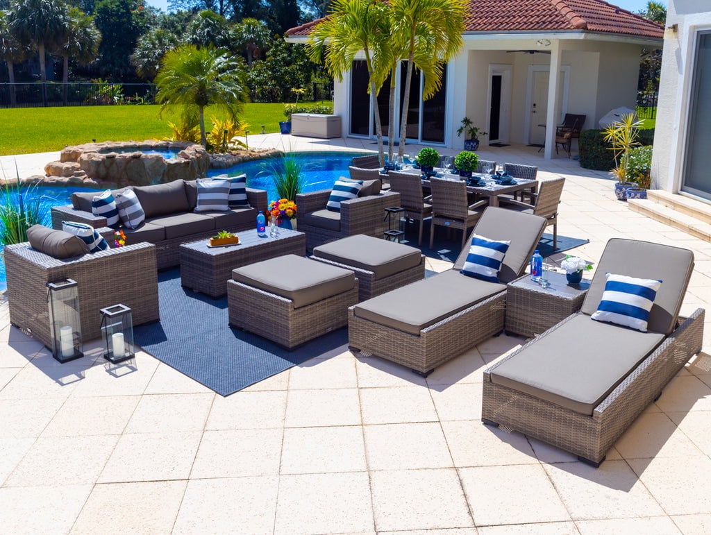 Sorrento 18Piece Resin Wicker Outdoor Patio Furniture Combination Set