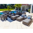 thumbnail image 1 of Sorrento 18-Piece Resin Wicker Outdoor Patio Furniture Combination Set in Gray w/ Sofa Set, Eight-seat Dining Set, and Chaise Lounge Set (Flat-Weave Gray Wicker, Sunbrella Canvas Charcoal), 1 of 4
