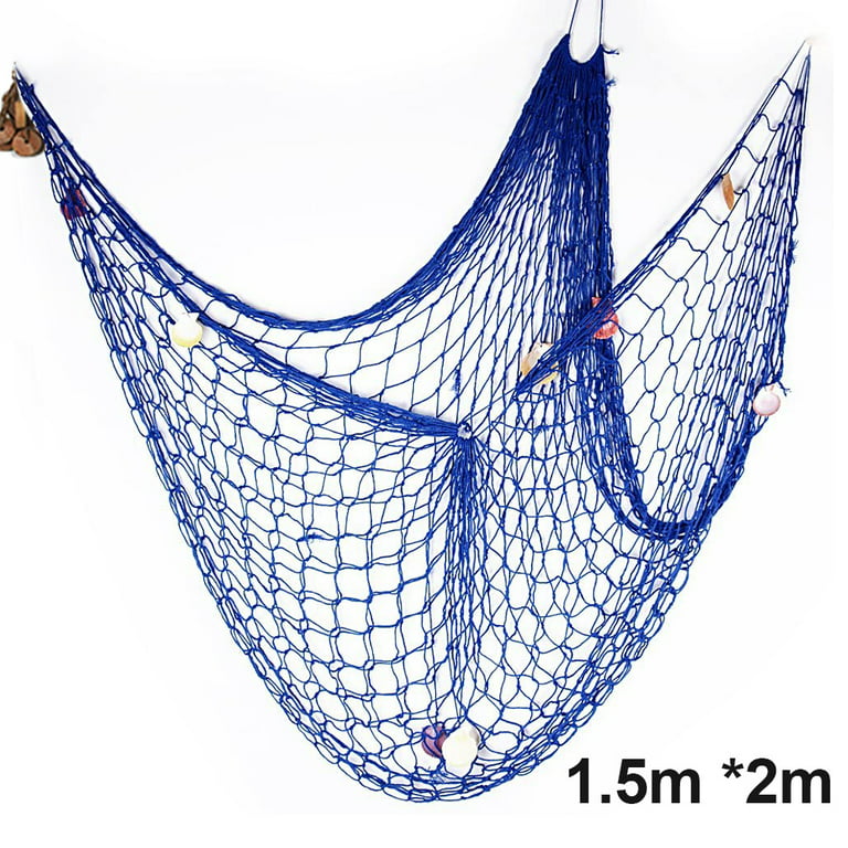 Woyejo Fishing Net Decoration Set, 200 cm x 100 cm, Photo Hanging Wall  Decoration, Fishing Net Wall Hanging with 50 Clips, 10 Traceless Nails, 10  m Sisal Rope, Nautical Fishing Net Decoration 