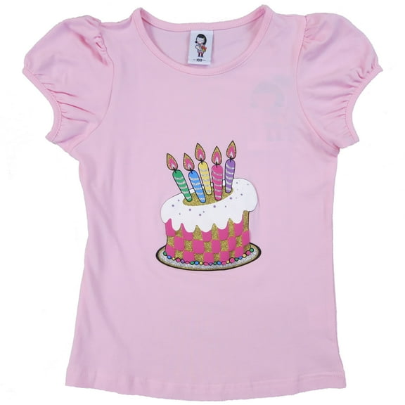 Wenchoice Girl'S Pink Birthday Cake Tee L(5T-6T)