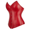 thumbnail image 2 of Grebrafan Medieval Corset Plus Size Women Leather Bustier Red 3XL, 2 of 5