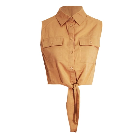 Brave Soul Womens Elizabeth Tie Front Crop Shirt