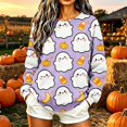 thumbnail image 5 of Meichang Womens Halloween Sweatshirts Fall Ghost Graphic Sweatshirt Crew Neck Casual Long Sleeve Pullover Holiday Family Matching Tops, 5 of 8