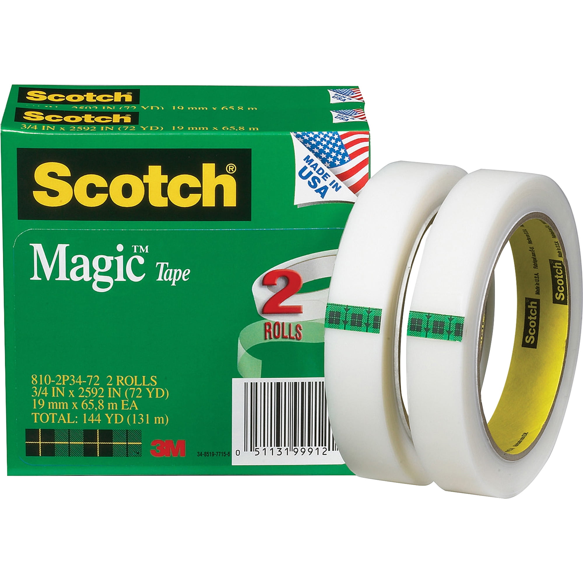 Scotch, MMM8102P3472BD, 3/4"W Magic Tape, 12 / Bundle, Clear