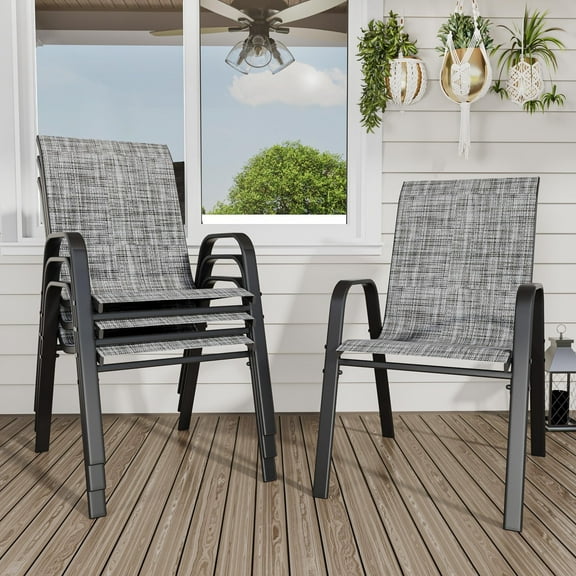 TQKVIPI Outdoor Patio Chairs Set of 4 Stackable Dining Chairs All-Weather Textilene Furniture Set for Pool Deck, Backyard, Garden