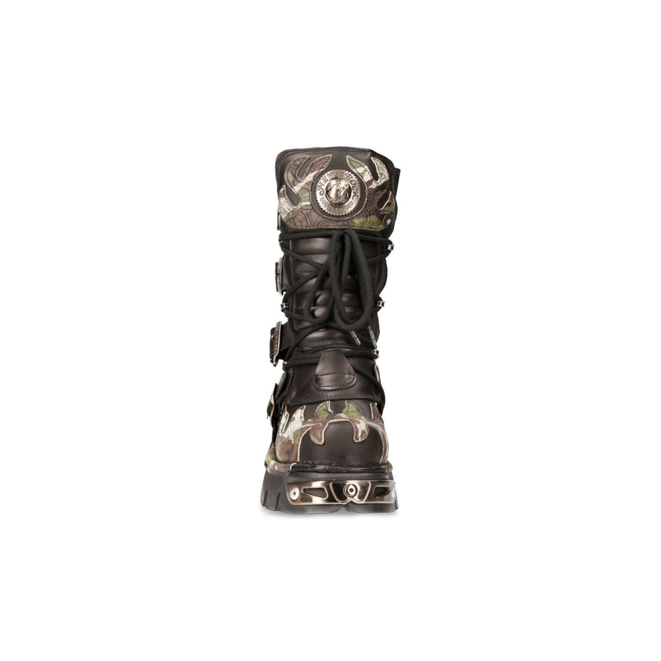 NEW ROCK 591-S15 Boots CAMOUFLAGE Flame Metallic Black Leather