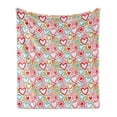 thumbnail image 1 of Valentines Day Soft Flannel Fleece Blanket, Vivid Dots and Hearts Abstract Doodle Style Arrangement of Shapes Ornamental, Cozy Plush for Indoor and Outdoor Use, 60" x 80", Multicolor, by Ambesonne, 1 of 6