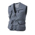 thumbnail image 2 of Men's Solid Color Pocket Tank Top Sleeveless Hoodless Zipper Casual Fashion Outwear, 2 of 9