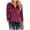 Deep Purple, variant on Women's Plus Size Three Quarter Sleeve Raglan T-Shirt with V-Neck Button Detail and Loose Fit Comfort Top