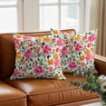 thumbnail image 3 of Red Yellow Floral Throw Pillow Cover Retro Spring Leaves Flower Cotton Linen Cushion Cover Throw Pillow Case with Invisible Zipper for Couch Sofa Bed Chair Car 16x16 Inch, 3 of 14