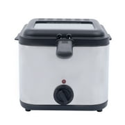 Loyalheartdy 110V Electric Deep Fryer Stainless Steel Fries Chicken Electric Deep Fryer w/Basket and Drip Hook Adjustable Temperature Control 2.5L