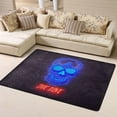 thumbnail image 1 of DouZhe Dazzling Neon Lights Skull Pattern Area Rugs Non-Slip Machine Washable Floor Mat, Modern Style Carpet Doormat, 63x48 inches, 1 of 6
