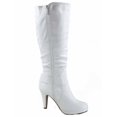 thumbnail image 2 of Win-45 Women's Fashion Knee High Round Toe Slouched High Heel Platform Boots ( White, 8.5 ), 2 of 3