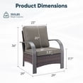 thumbnail image 4 of POCASSY Outdoor Accent Chairs Set of 2 with Cushions, Outside Brown Wicker Lounge Chairs with Stainless Metal Armrest for Porch, Garden, Deck, Gray, 4 of 11