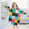 thumbnail image 5 of FORMRS Wearable Blanket Hoodie with Sleeves for Kids Cozy Flannel Sweatshirt, Blue Checkered Pattern, 5 of 7